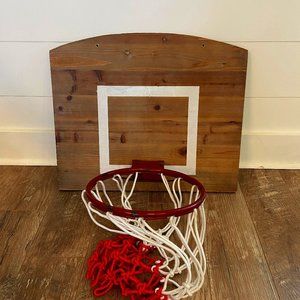 Wooden wall hanging basketball goal